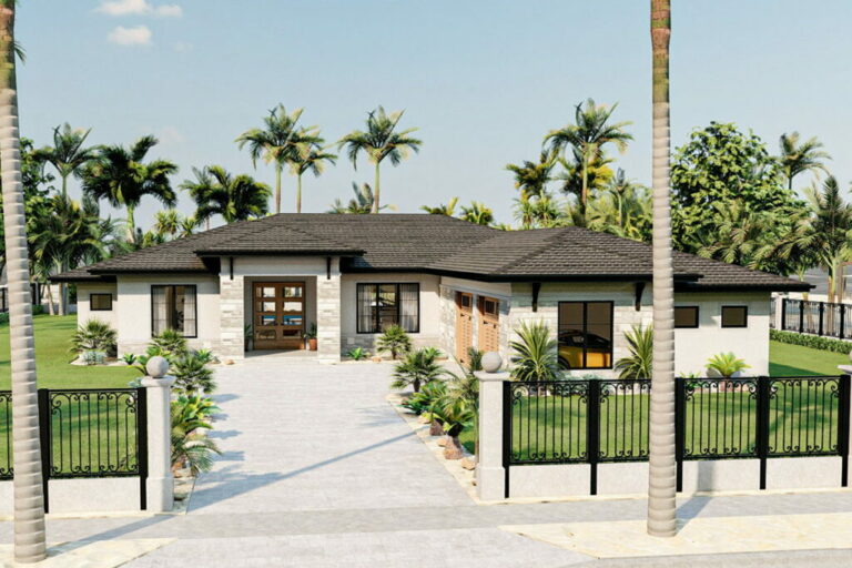 4-Bedroom 1-Story Mediterranean-Style Home with Oversized 2-car Garage (Floor Plan)