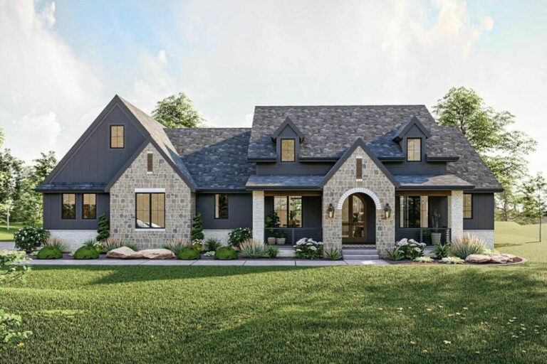 One-Level, 3-Bedroom Modern Cottage Home with an Inviting Covered Porch (Floor Plan)
