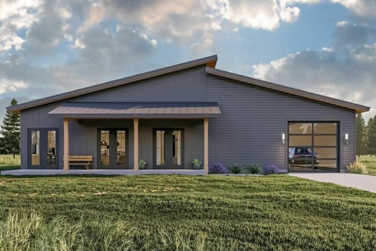 2-Bedroom Single Story Modern Haven With Drive-Through Garage (Floor Plan)