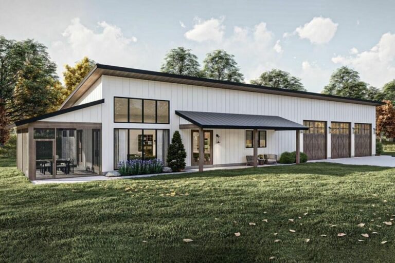 Luxurious 3-Bedroom 1-Story Barndominium House with Grand 3-Car Garage (Floor Plan)
