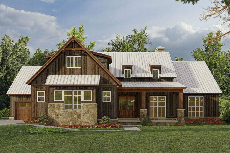 Four-Bedroom 1-Story Mountain Farmhouse With Bonus Expansion Space (Floor Plan)