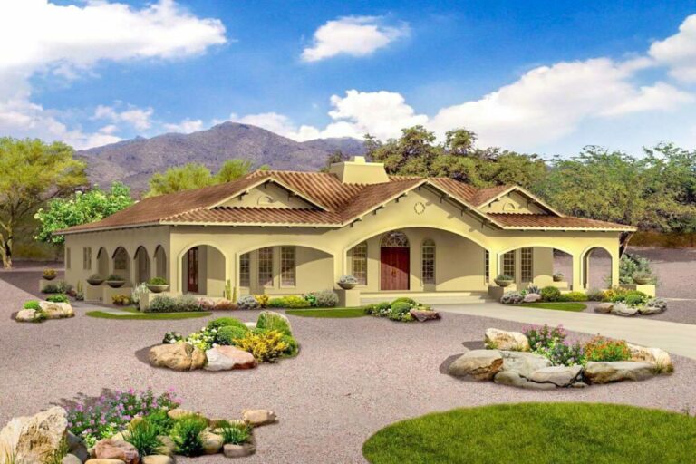 4-Bedroom Single Story Home With a Show-Stopping Open Courtyard (Floor Plan)