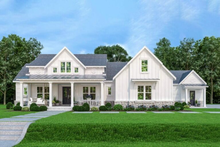 6-Bedroom 2-Story Modern Farmhouse With In-Law Suite (Floor Plan)