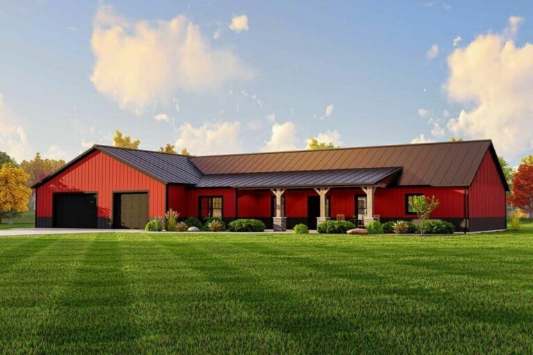 3-Bedroom 1-Story Barndo Style Shop House with Oversized 2,400 Sq Ft Garage (Floor Plan)