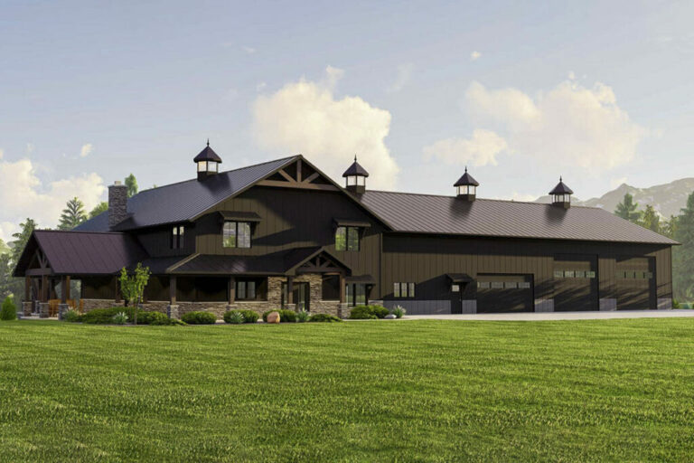 3-Bedroom 2-Story Barndo-Style House With Massive 4-Car Garage with 2 Lofts (Floor Plan)