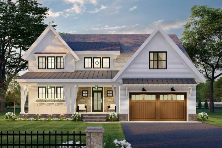 3-Bedroom 2-Story Modern Farmhouse with Bonus Room and 2 or 3-Car Garage (Floor Plan)