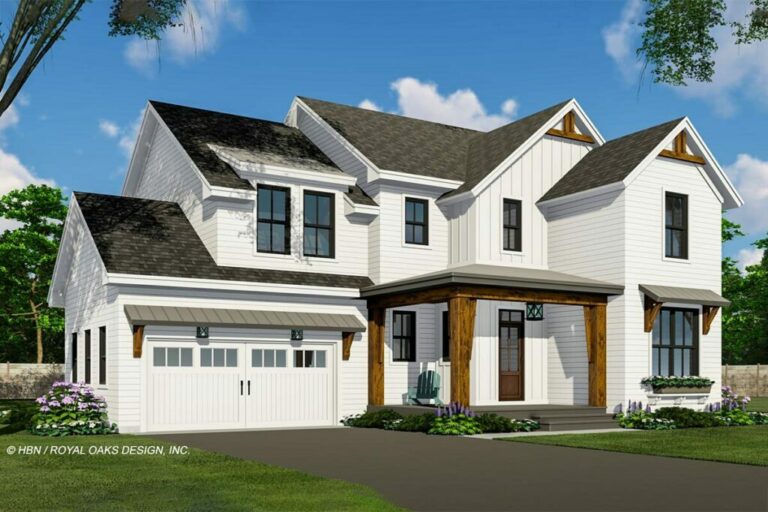 Modern 4-Bedroom 2-Story Farmhouse with Corner Home Office and Upstairs Laundry (Floor Plan)