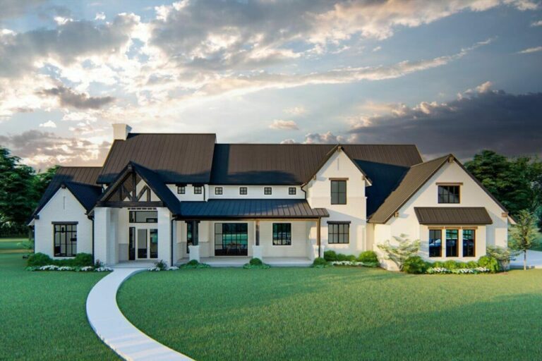 Transitional 5-Bedroom 2-Story Farmhouse With Game Room and Study (Floor Plan)