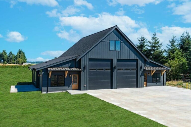 Symmetrical 1-Bedroom 1-Story Country Farmhouse ADU With Oversized Garage (Floor Plan)