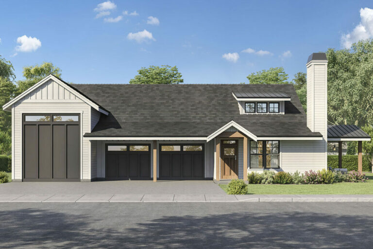 One-Story 2-Bedroom Modern Barndominium House with RV Garage (Floor Plan)