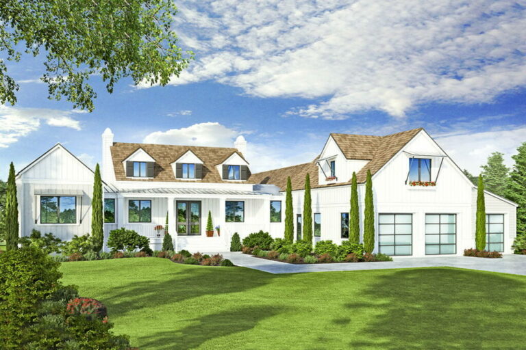 6-Bedroom 2-Story Modern Farmhouse with Indoor/Outdoor Living (Floor Plan)