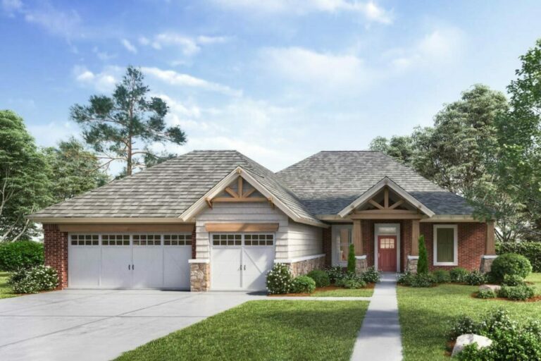 3-Bedroom Dual-Story European House with Outdoor Fireplace (Floor Plan)