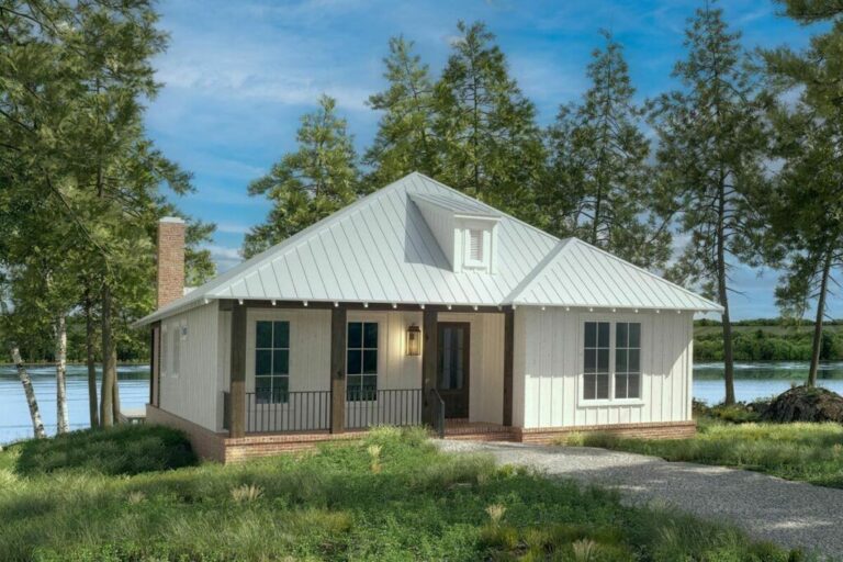 Single-Story 3-Bedroom Lake House with Large Covered Porches (Floor Plan)