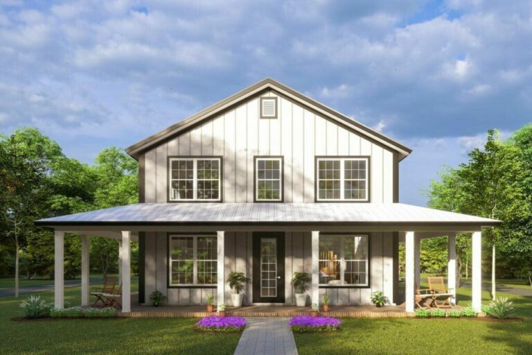 4-Bedroom 2-Story Barndominium Home with Wrap-Around Porch and Game Room (Floor Plan)