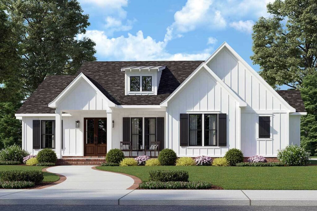 Split 3-Bedroom 1-Story Modern Farmhouse with Side-Loading Carport (Floor Plan)