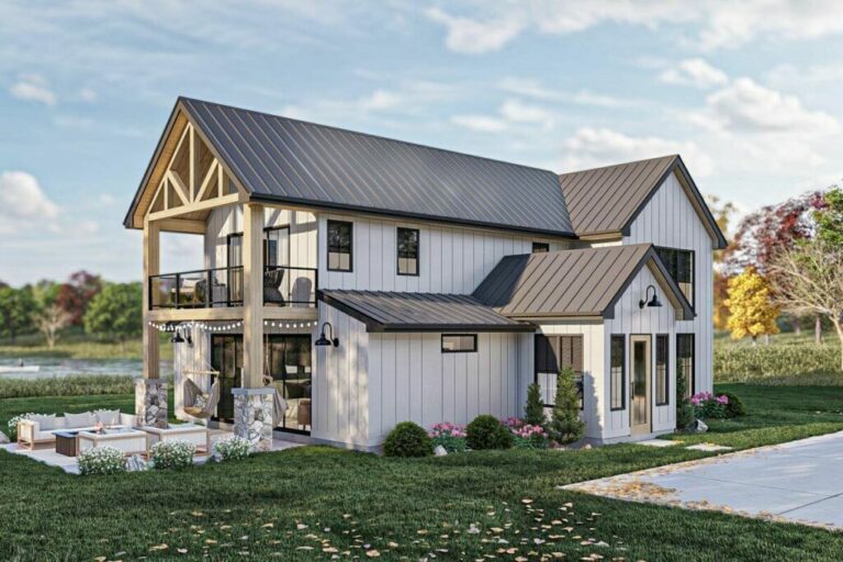 2-Bedroom 2-Story Modern Barndominium Style Home with Two-Story Great Room (Floor Plan)
