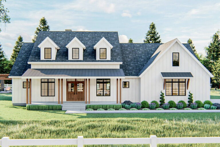 5-Bedroom 2-Story Modern Farmhouse With Cathedral Ceiling in the Great Room and Kitchen (Floor Plan)