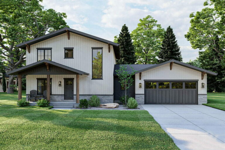 3-Bedroom 2-Story Barndominium House with Drive-through 2-Car Garage (Floor Plan)