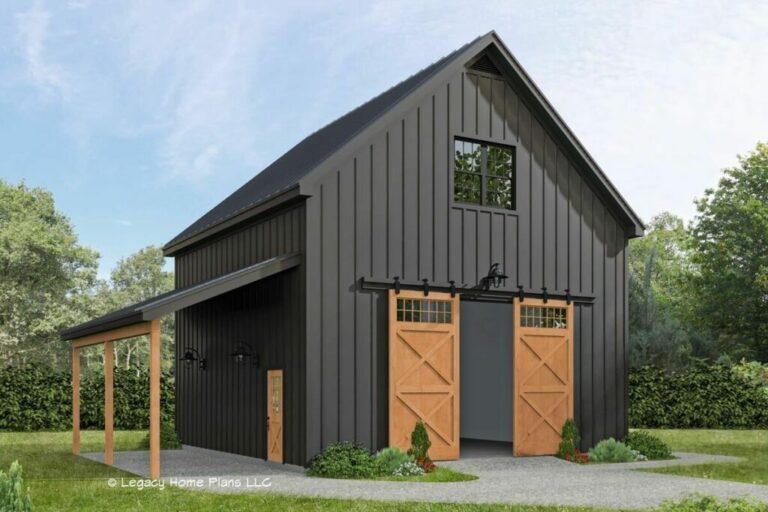 Lift-Friendly 1 Loft-Bedroom 2-Story Barn House with Open Space (Floor Plan)