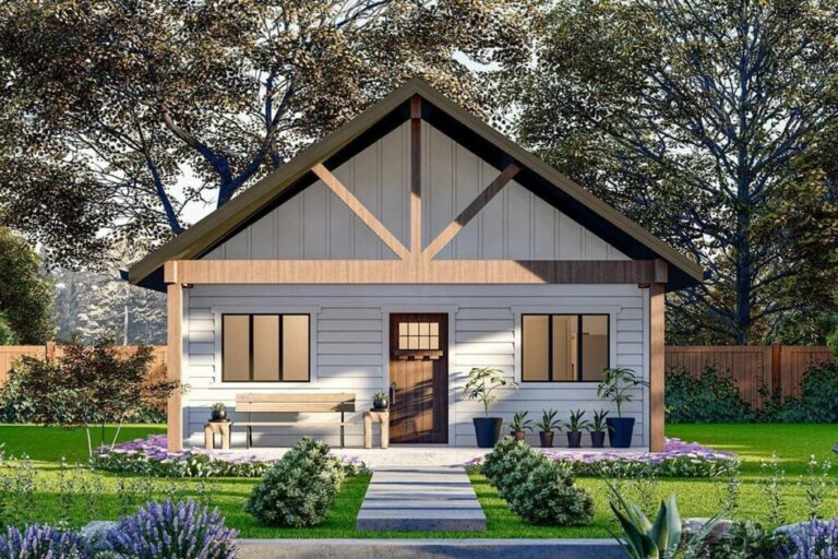 Craftsman-Style 2-Bedroom 1-Story Home With Front Porch (Floor Plan)