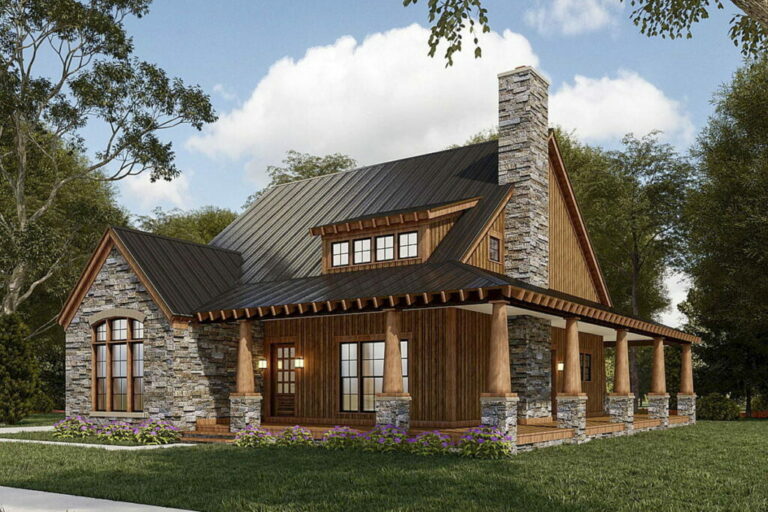 3-Bedroom 2-Story Country Mountain House with Vaulted Ceiling and Optional Garage (Floor Plan)