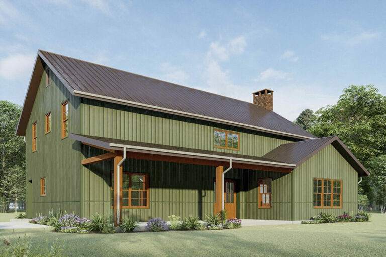 3-Bedroom 2-Story Barn Style Country Farmhouse with Front Porch and Loft (Floor Plan)