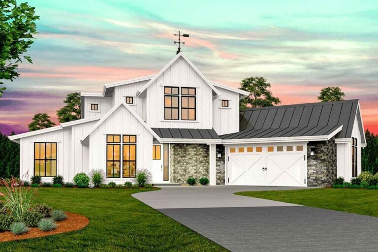 2-Story 5-Bedroom Modern Farmhouse with 2-Story Foyer and Great Room (Floor Plan)