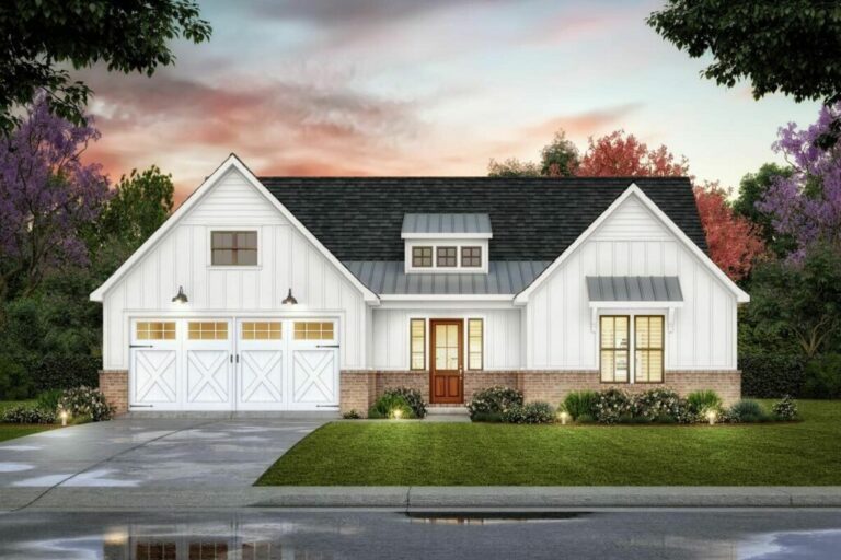 Modern 3-Bedroom 1-Story Farmhouse With Homely Office Space (Floor Plan)