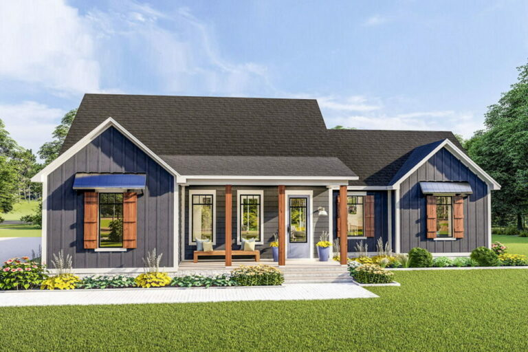 Country-Style 3-Bedroom 1-Story Home With Split Bedroom Layout (Floor Plan)