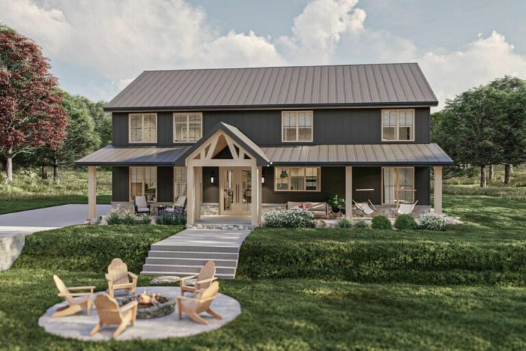 2-Story 4-Bedroom Barndominium House With Home Office (Floor Plan)