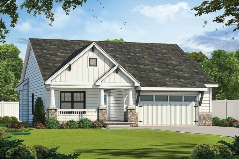 One-Story 2-Bedroom Craftsman Style Home With Spacious Options (Floor Plan)