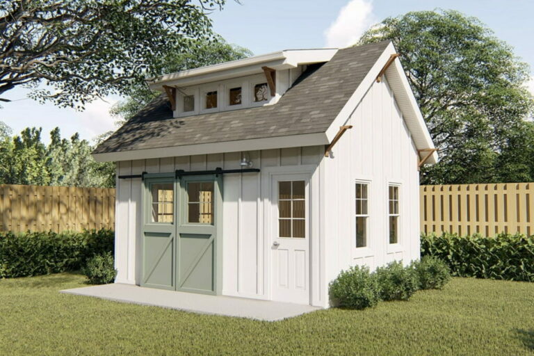 1-Story Modern Farmhouse Shed with Shed Dormer (Floor Plan)