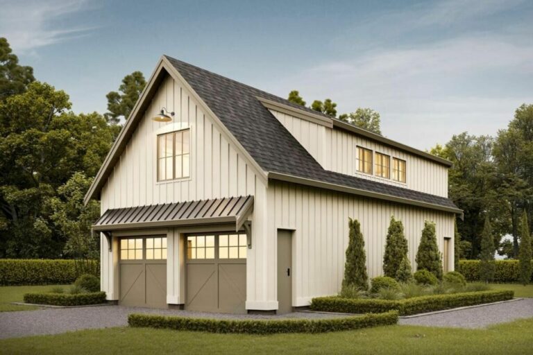 1-Bedroom 2-Story Modern Farmhouse Style Garage Apartment with Open Concept Living (Floor Plan)