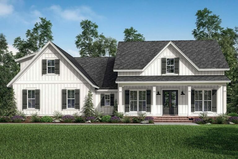 Dual-Story 3-Bedroom Modern Farmhouse with Optional Bonus Room (Floor Plan)