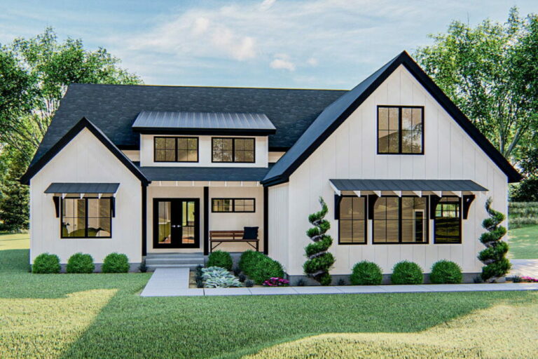 1-Story 5-Bedroom Modern Farmhouse with Upstairs Loft (Floor Plan)