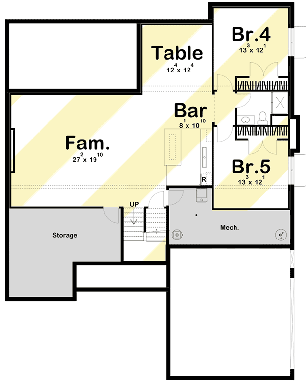 1-story 5-bedroom Modern Farmhouse With Upstairs Loft (floor Plan 