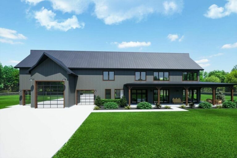 Dual-Story 4-Bedroom Barndominium House with RV-Friendly Garage (Floor Plan)