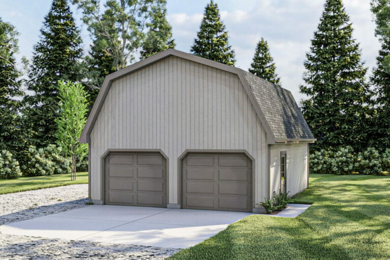 2-Car Single-Story Barn Style Garage with Attic Storage and Workshop Potential (Floor Plan)