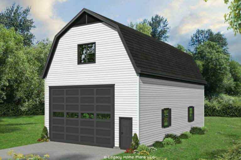 1-Bedroom 2-Story Barn Style House with Drive-Through RV Garage (Floor Plan)
