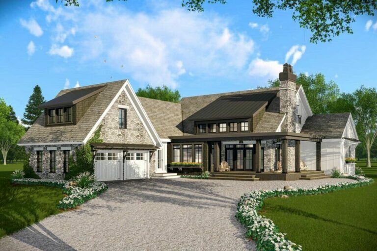 Single-Story 4-Bedroom Modern Farmhouse with Rustic Charm (Floor Plan)