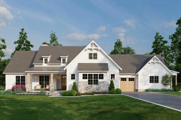 Multi-Generational 5-Bedroom Single-Story Modern Farmhouse with In-Law Suite (Floor Plan)