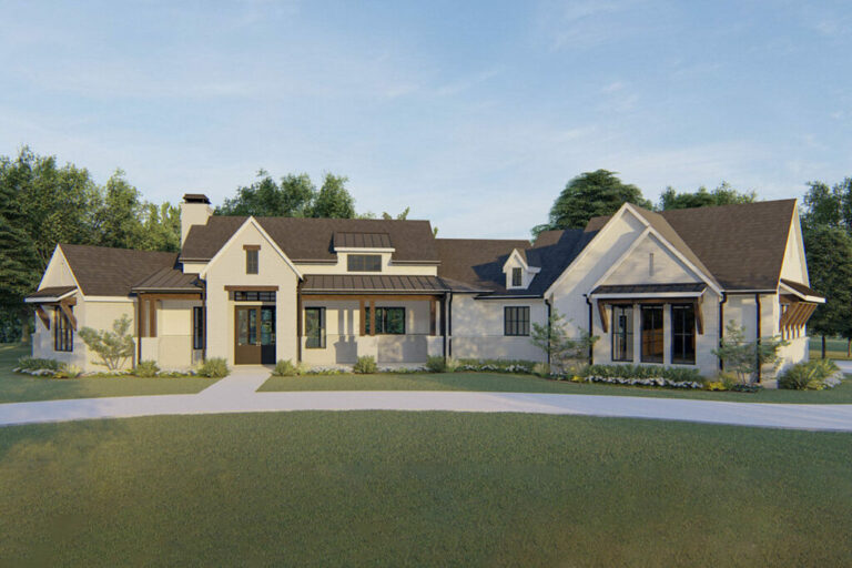 3-Bedroom 1-Story Hill Country Style Farmhouse with Large Rear Porch and Bonus Room (Floor Plan)