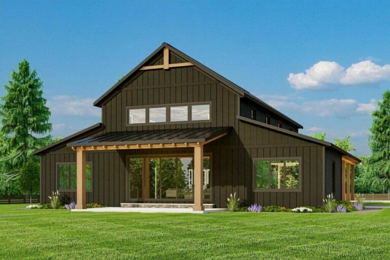 4-Bedroom 2-Story Barndominium House with 2-Car Garage and Optionally Finished Lower Level (Floor Plan)