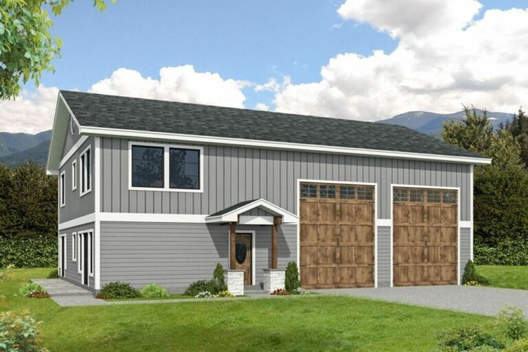1-Bedroom 2-Story Barn Style Garage Workshop Apartment with Expansion Possibilities (Floor Plan)