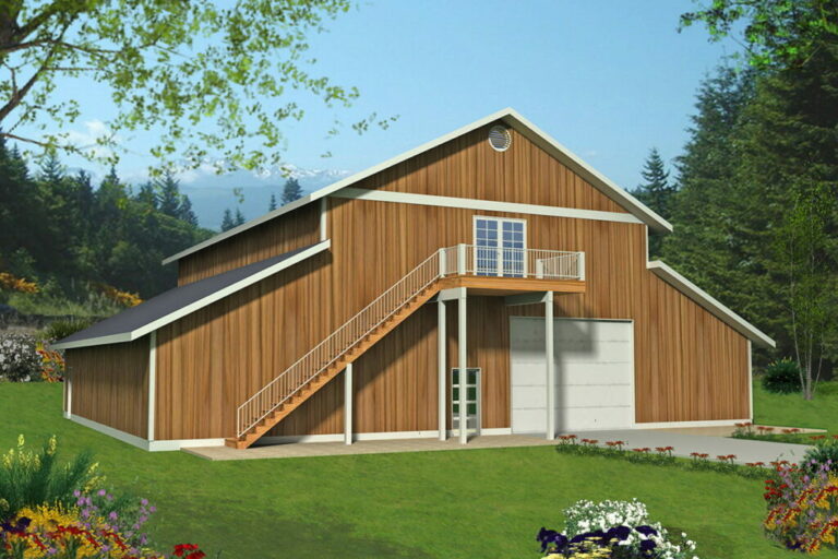 1-Story 3-Car Barndo Style Garage with Luxurious Loft Space (Floor Plan)