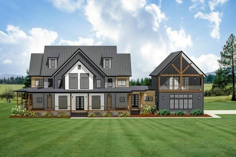 5-Bedroom 2-Story Modern Farmhouse with Wraparound Porch and Optional Man Cave (Floor Plan)