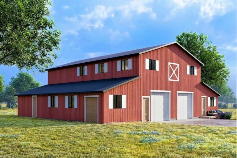 5-Bedroom 2-Story Barndominium Style House With Dual Kitchens & Game Room (Floor Plan)