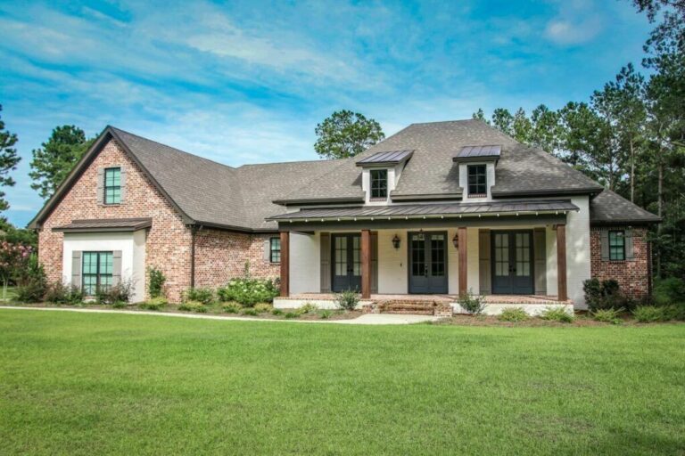 One-Story 5-Bedroom Modern French Country Farmhouse with Home Office and Bonus Room (Floor Plan)