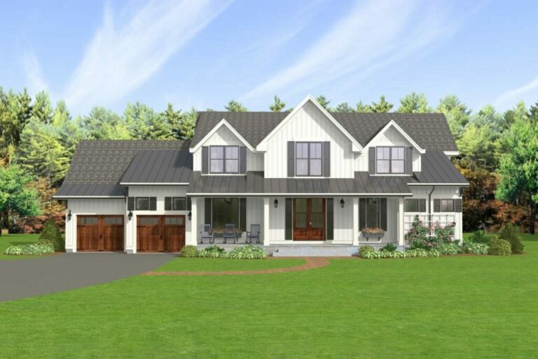 5-Bedroom Dual-Story Modern Farmhouse with Deluxe Master Suite (Floor Plan)
