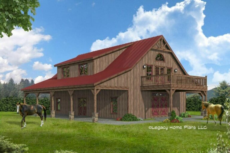 2-Story 3-Bedroom Barn-Style House with Sun Deck (Floor Plan)
